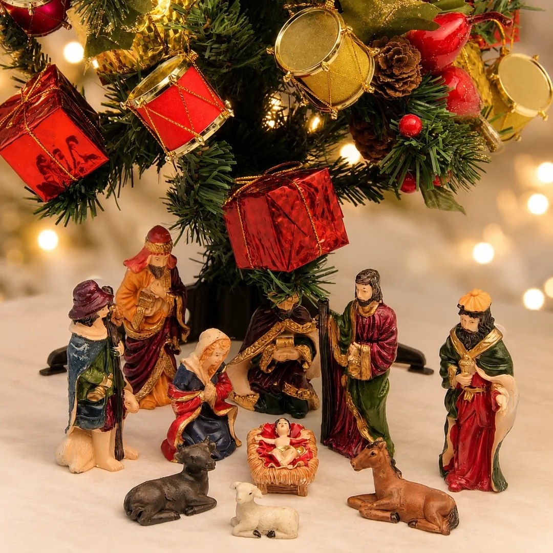 Mini Presépio de Natal em Resina 10 Peças