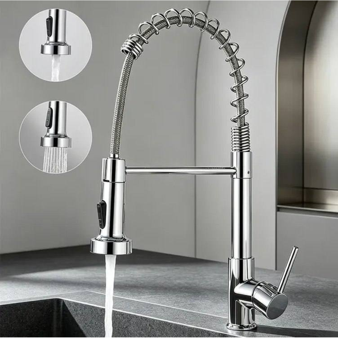 Torneira Bancada Cozinha Flexível 360° Monocomando Inox Q/f Prateado Cromado
