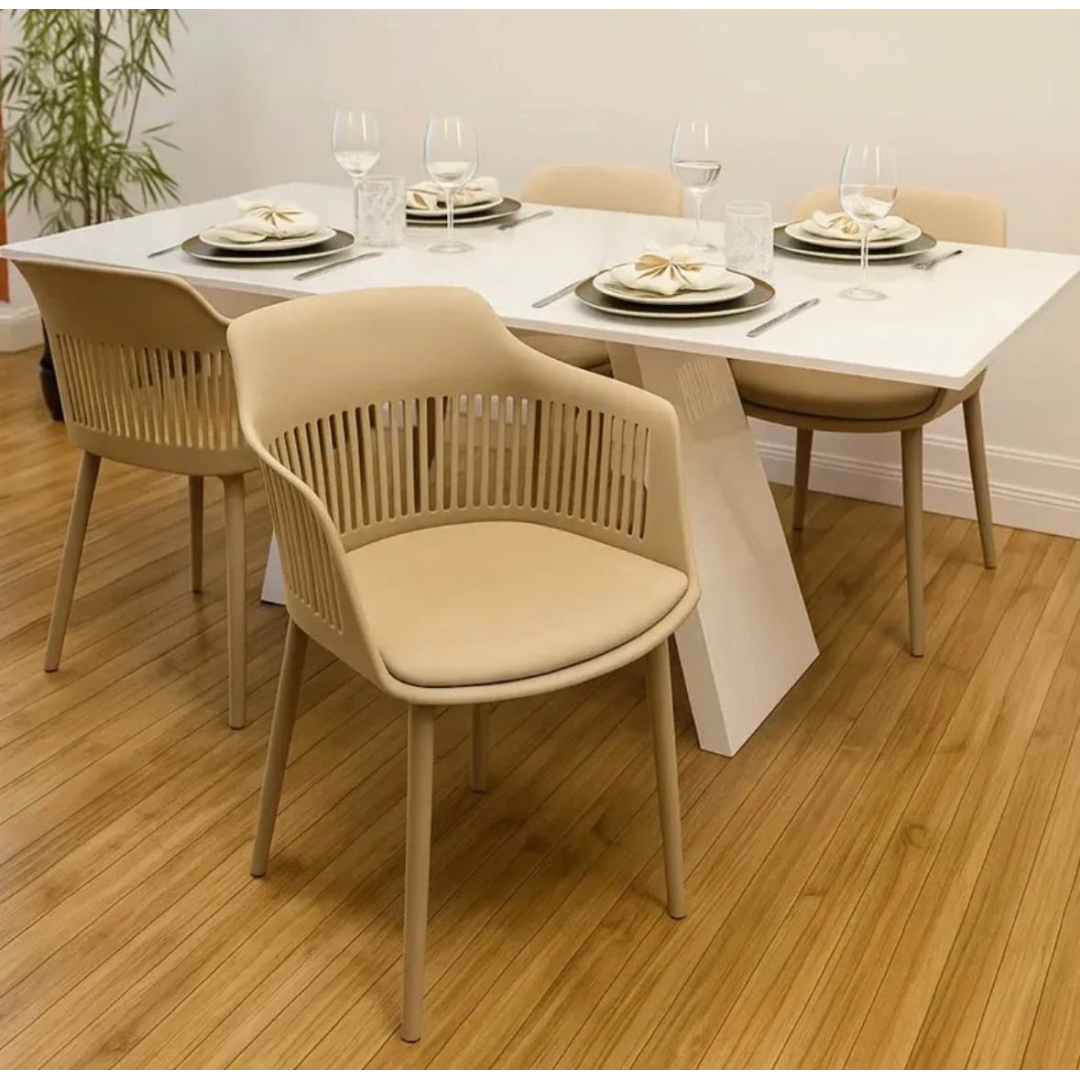 Kit 4 Cadeiras Montreal Estofada Sala Jantar Cozinha Nude Moderno Nude