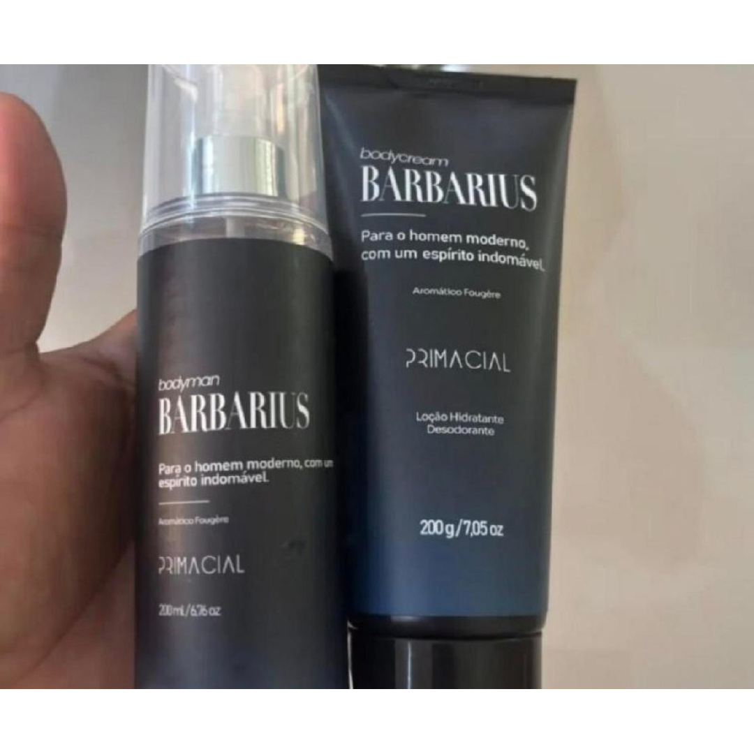 Kit Body Splash Barbarius + Hidratante Desodorante Masculino Primacial