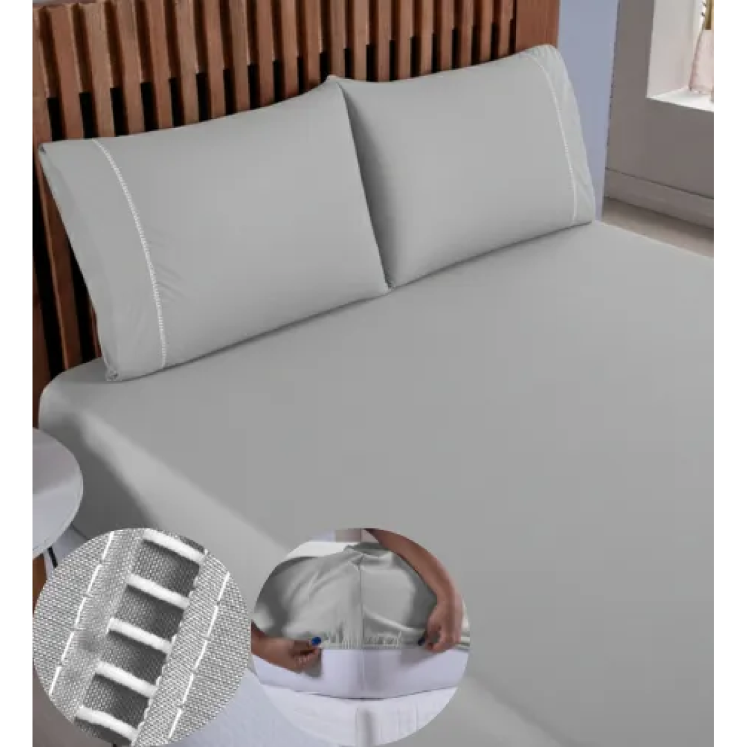 Jogo De Lençol Queen 3 Peças 400 Fios C/ Elástico Hotel