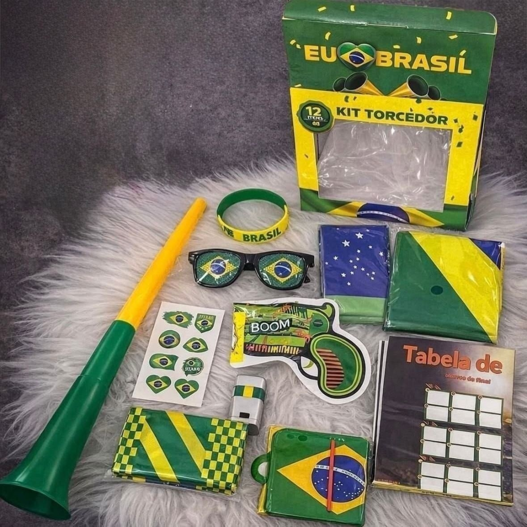 Kit Torcedor Brasil Acessorios Copa Do Mundo 12 Itens