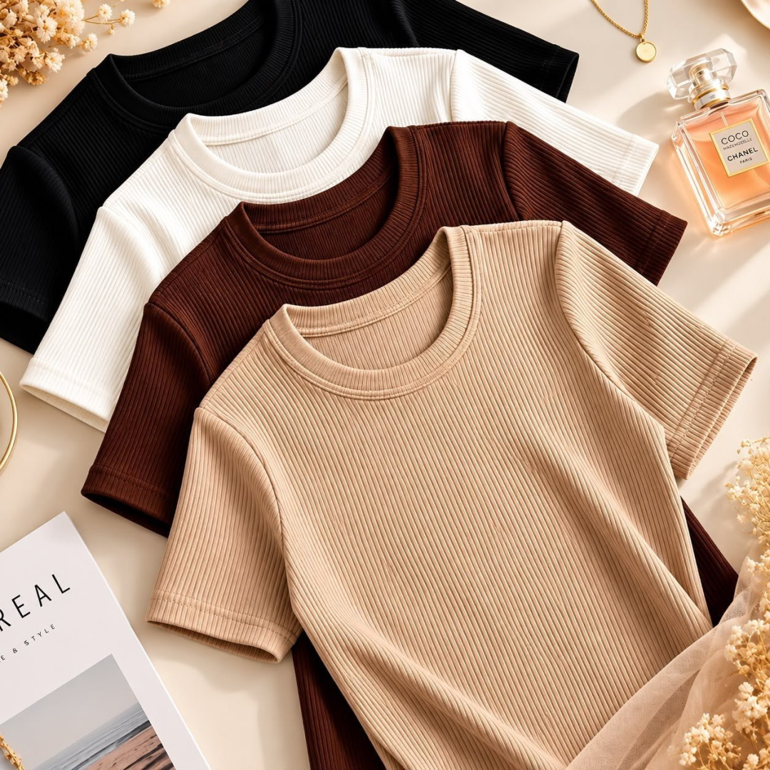 Kit com 4 Blusas Canelada Feminina