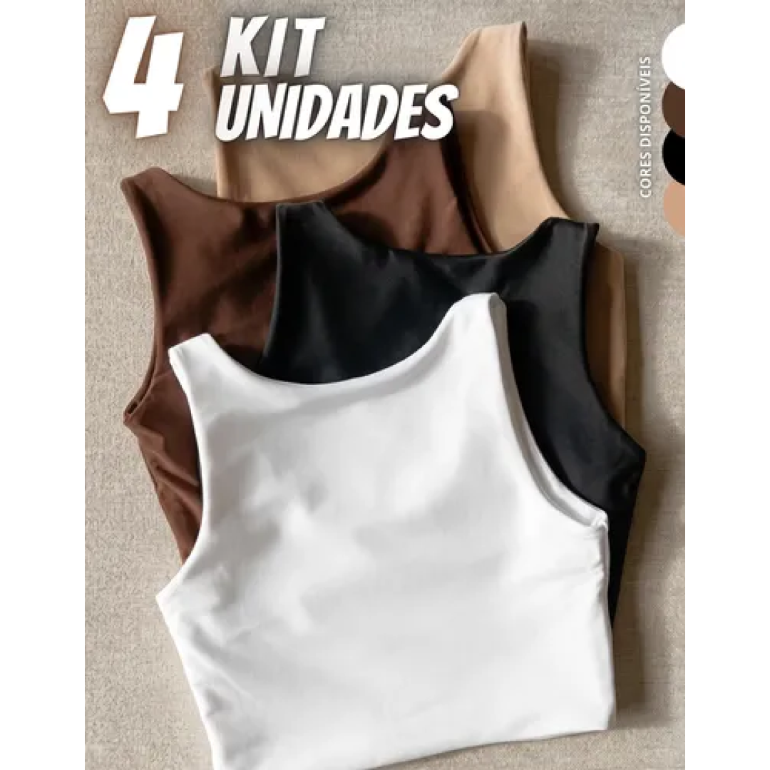 Kit com 4 Regata Canelada Feminina