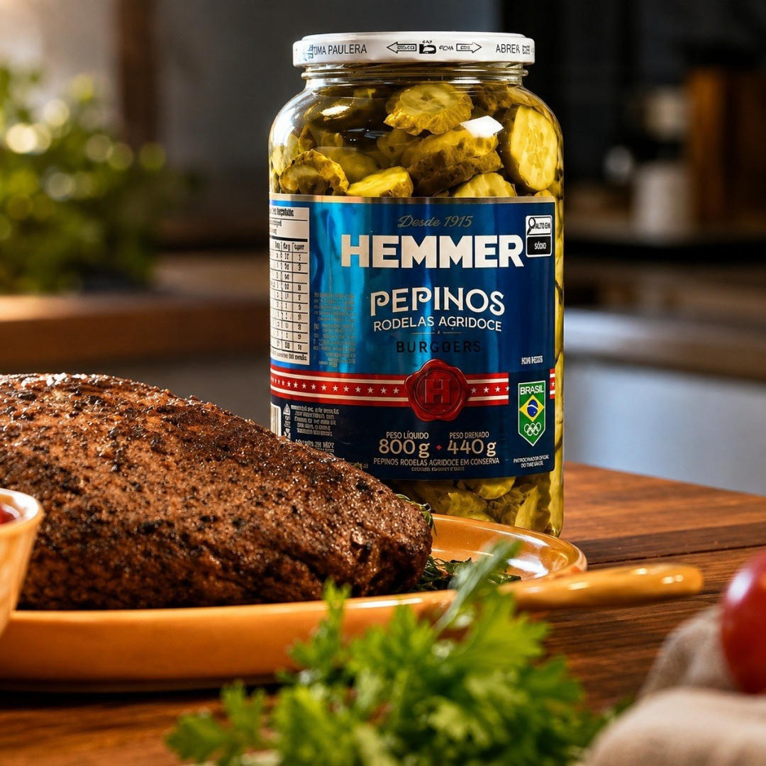 Pepinos em Conserva Agridoce Hemmer Vidro 440g