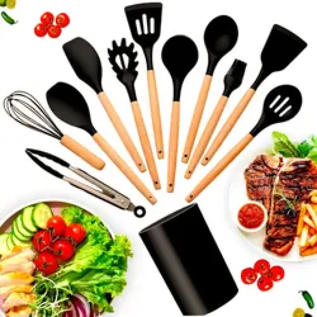 Kit com 12 Utensílios de Silicone Cozinha