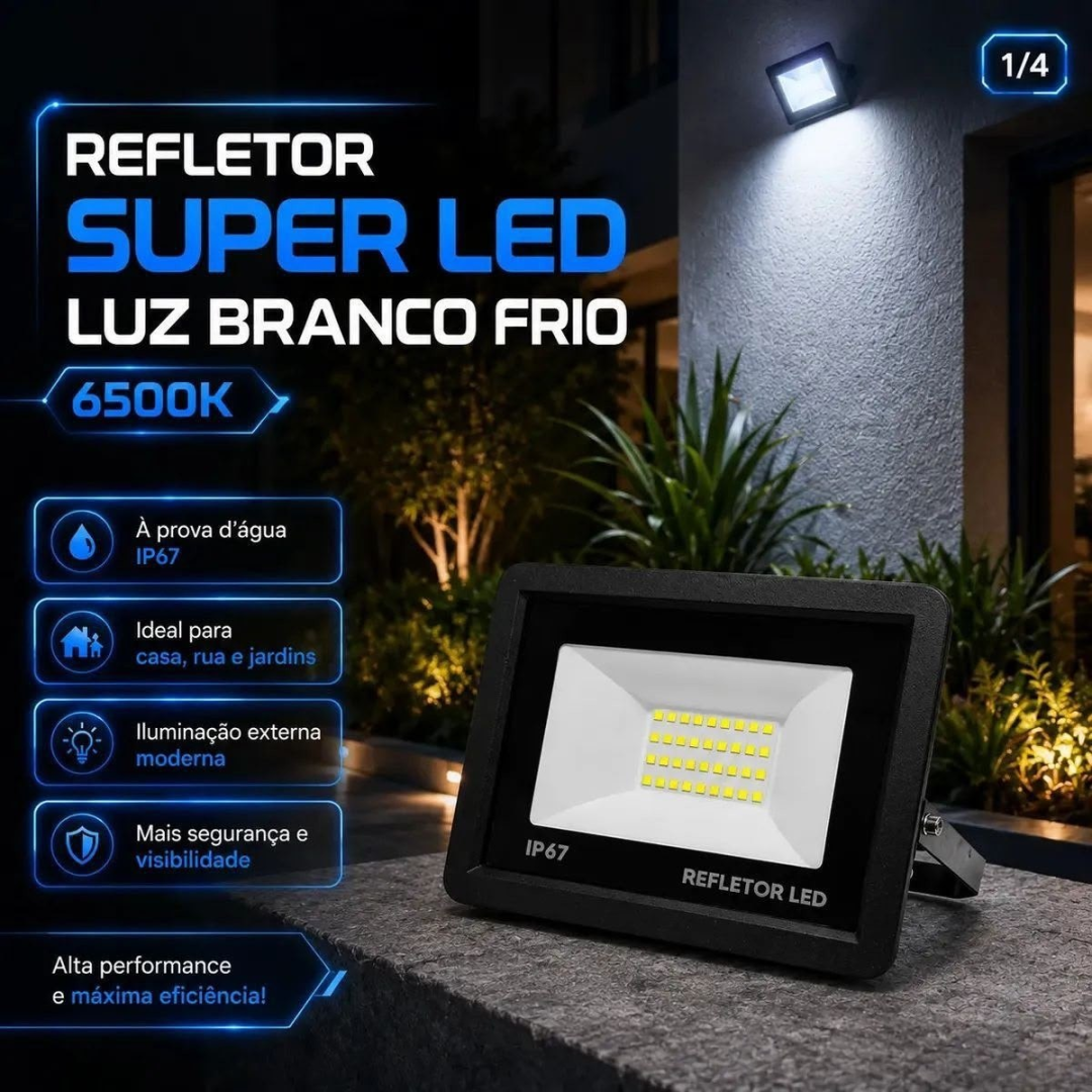 Kits com 4 Refletores Super Led 200W Prova D'água Bivolt