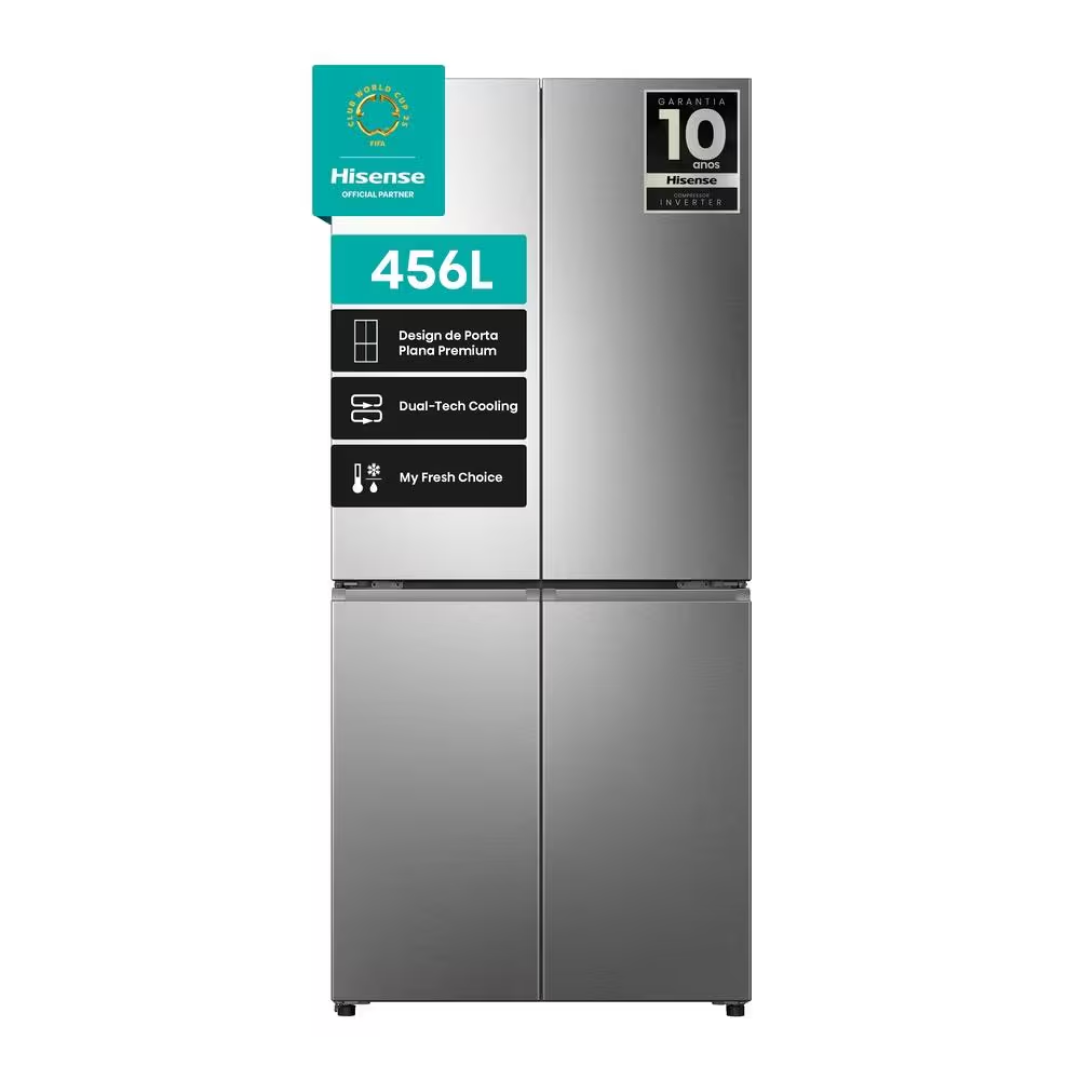Refrigerador Multidoor Hisense Frost Free Inverter Dual Tech Cooling com 456 Litros Inox - RQ5P470