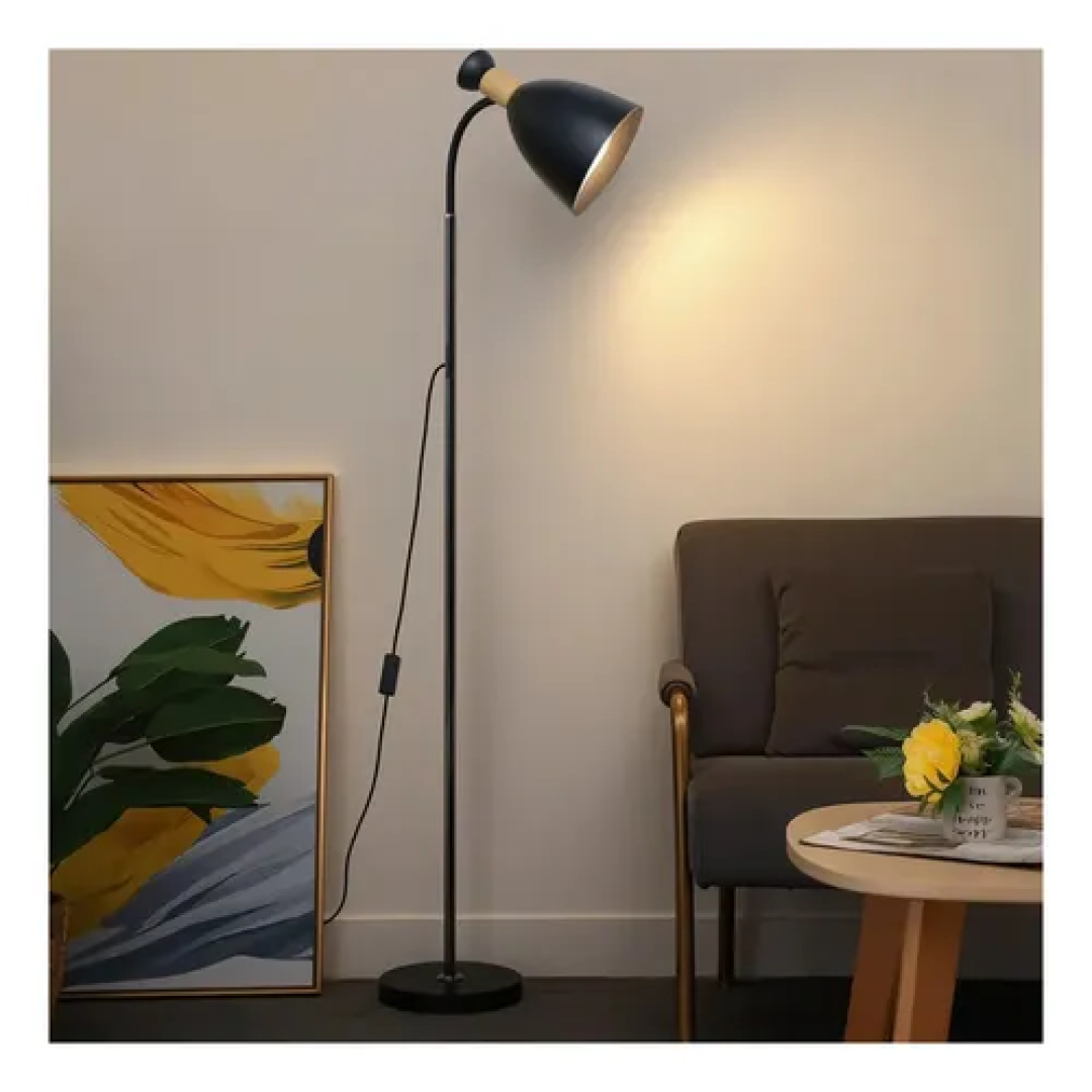 Luminária Abajur Chão Moderna Decorativa Para Quarto Preto-dourado02 Preto