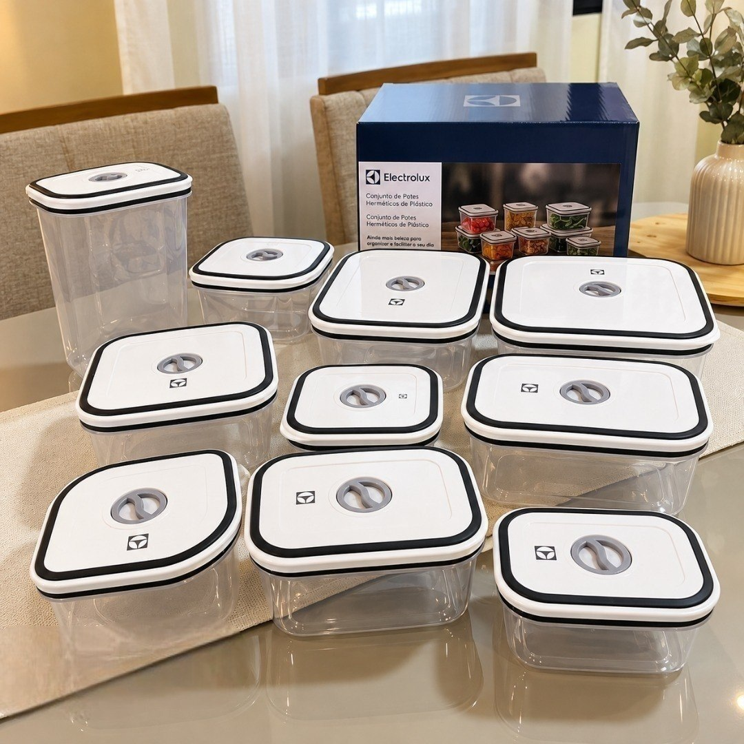 Kit com 12 Potes Herméticos Electrolux c/ Tampa