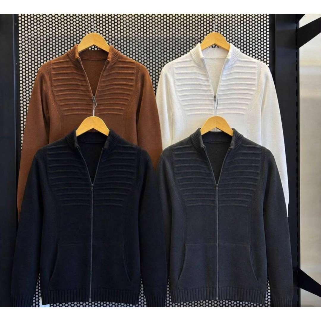 Jaqueta Masculina Blusa De Frio Malha Grossa Ziper E Bolso