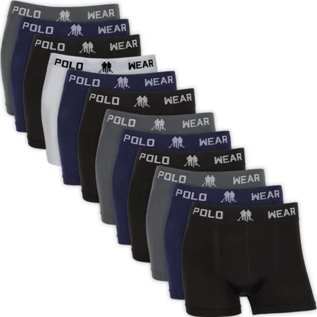 Kit 12 Cuecas Boxer Polo Wear Microfibra Sem Costura Atacado