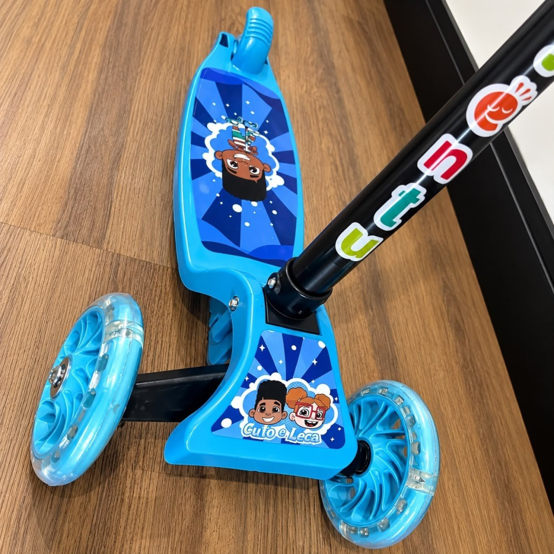 Patinete Infantil 3 Rodas Com Led Dobrável