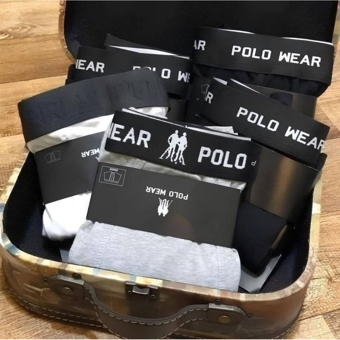 Kit 6 Cuecas Masculinas Boxer Algodão Sem Costura Lateral Polo Wear