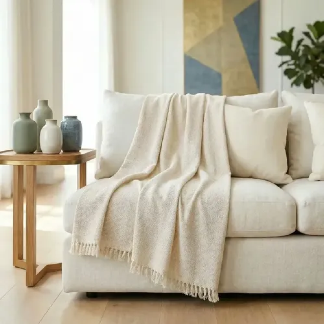 Manta Para Sofá 300 X 180 Super Grande Decorativa Luxuosa Cru Liso
