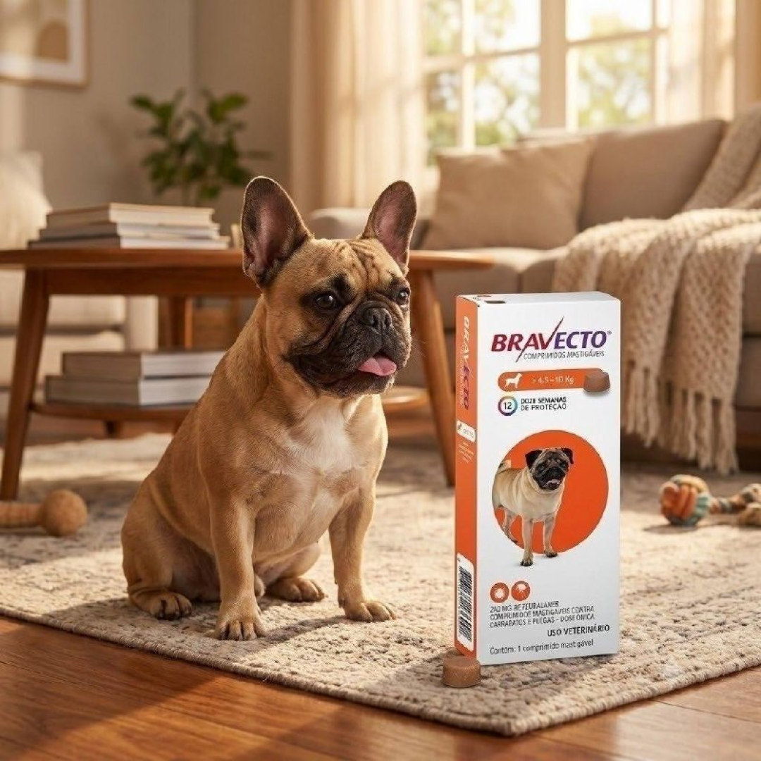 Bravecto Msd Antipulgas Carrapatos Cães 4,5-10 Kg 250mg