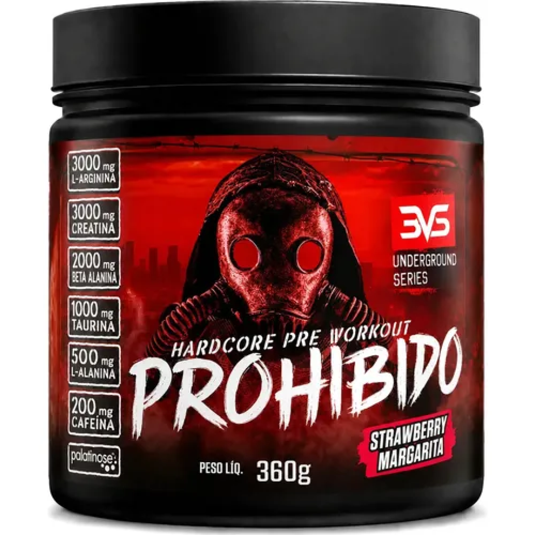 Pré Treino Prohibido 360g 3VS Sabor Morango