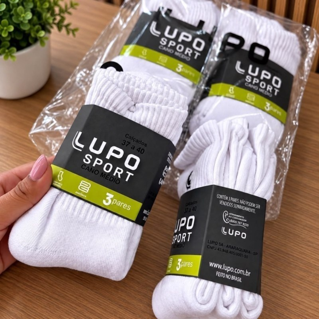 Kit com 10 Pares de Meias Lupo Cano Médio