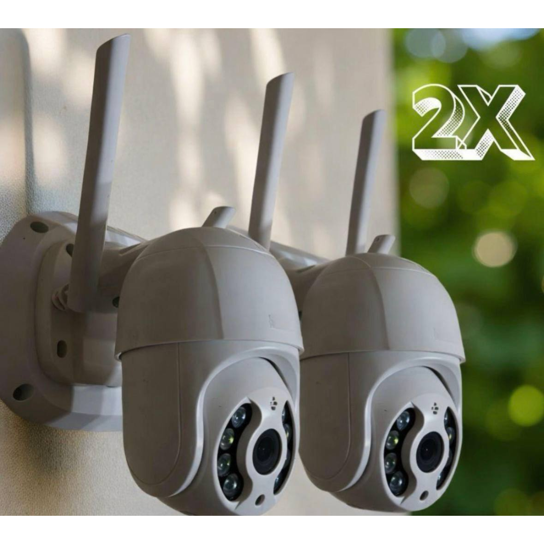 Kit 2 Câmera Segurança Ip Interna Externa Wifi Icsee Infravermelho Prova Dágua - Hw Branco