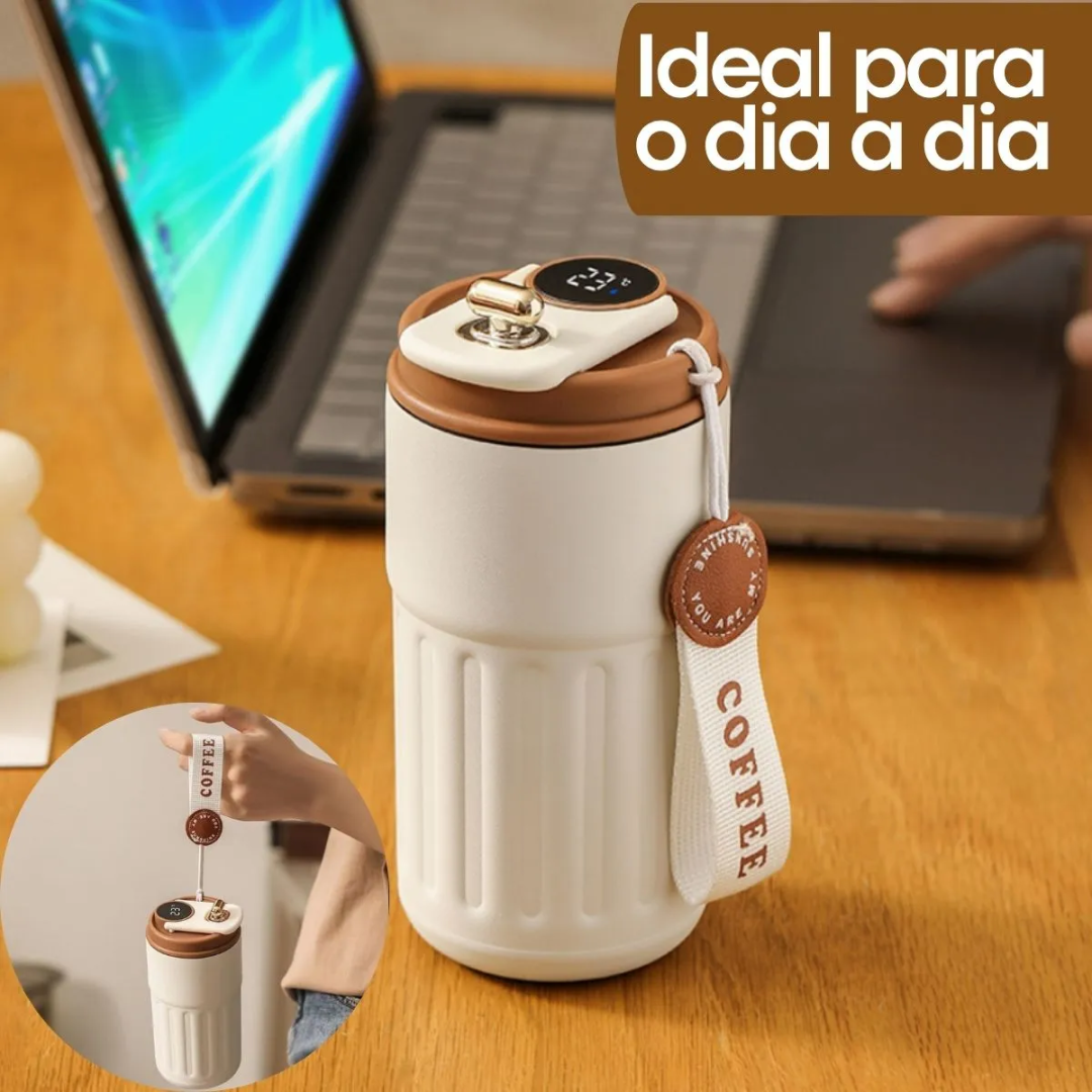Copo Térmico Café Chá Antivazamento Display De Temperatura