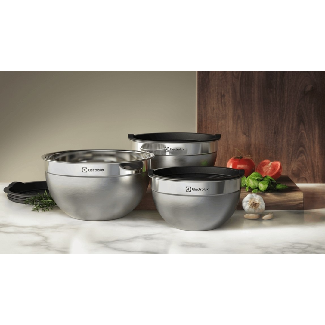 Electrolux Bowls Tigelas Inox Com Tampa Plástica 3 Unidades Utensílios Domésticos de Cozinha