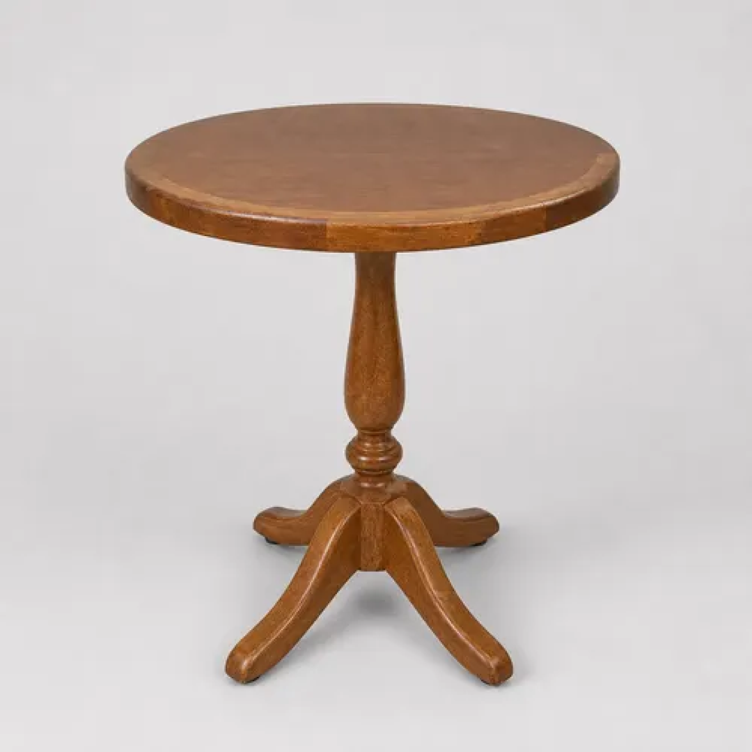 Mesa Lateral Rústica Vintage Pé Torneado Com Borda Castanho