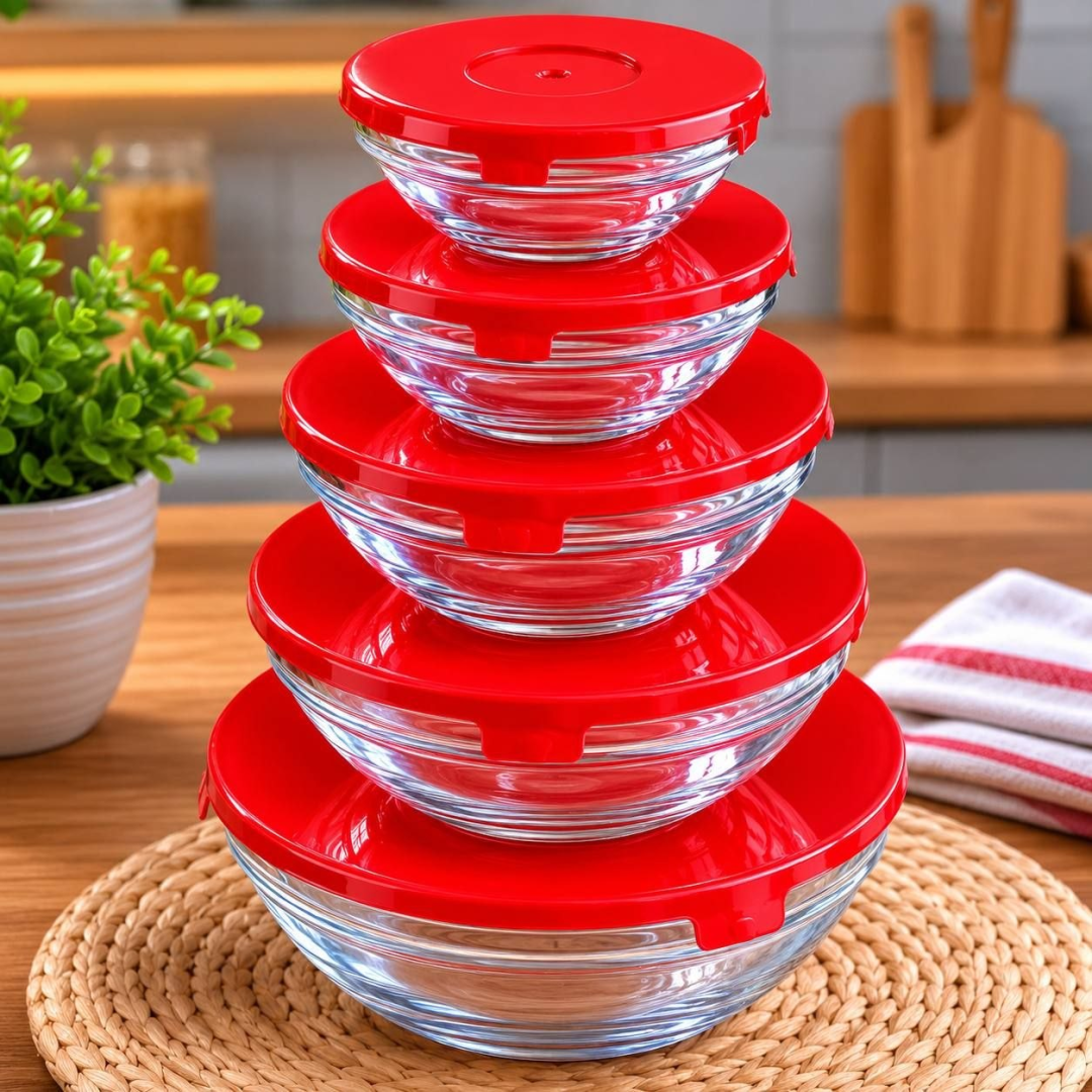 Conjunto 5 Potes de Vidro Cazza Classic