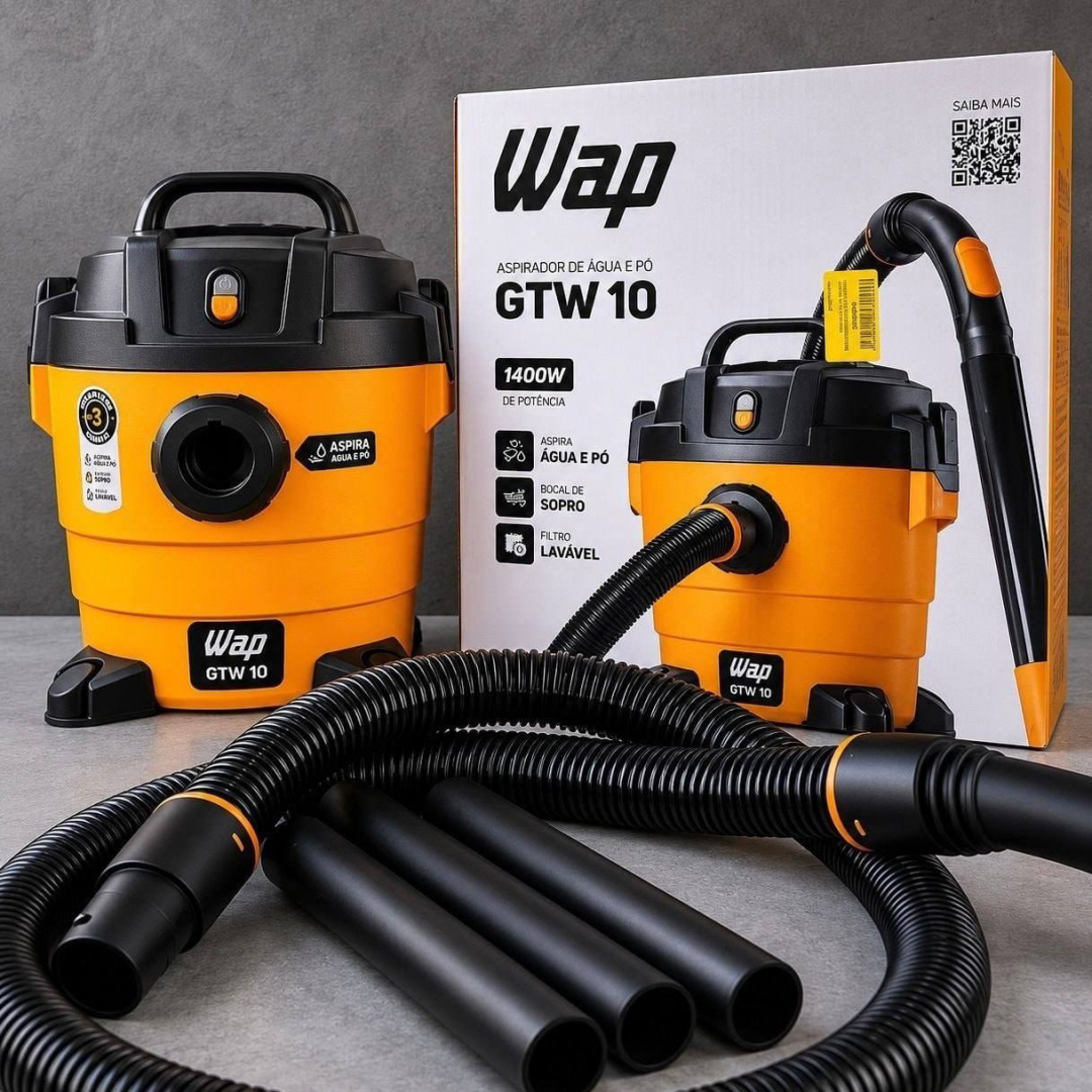 Aspirador de Pó e Água Wap Gtw 10 Compacto 1400w 10l