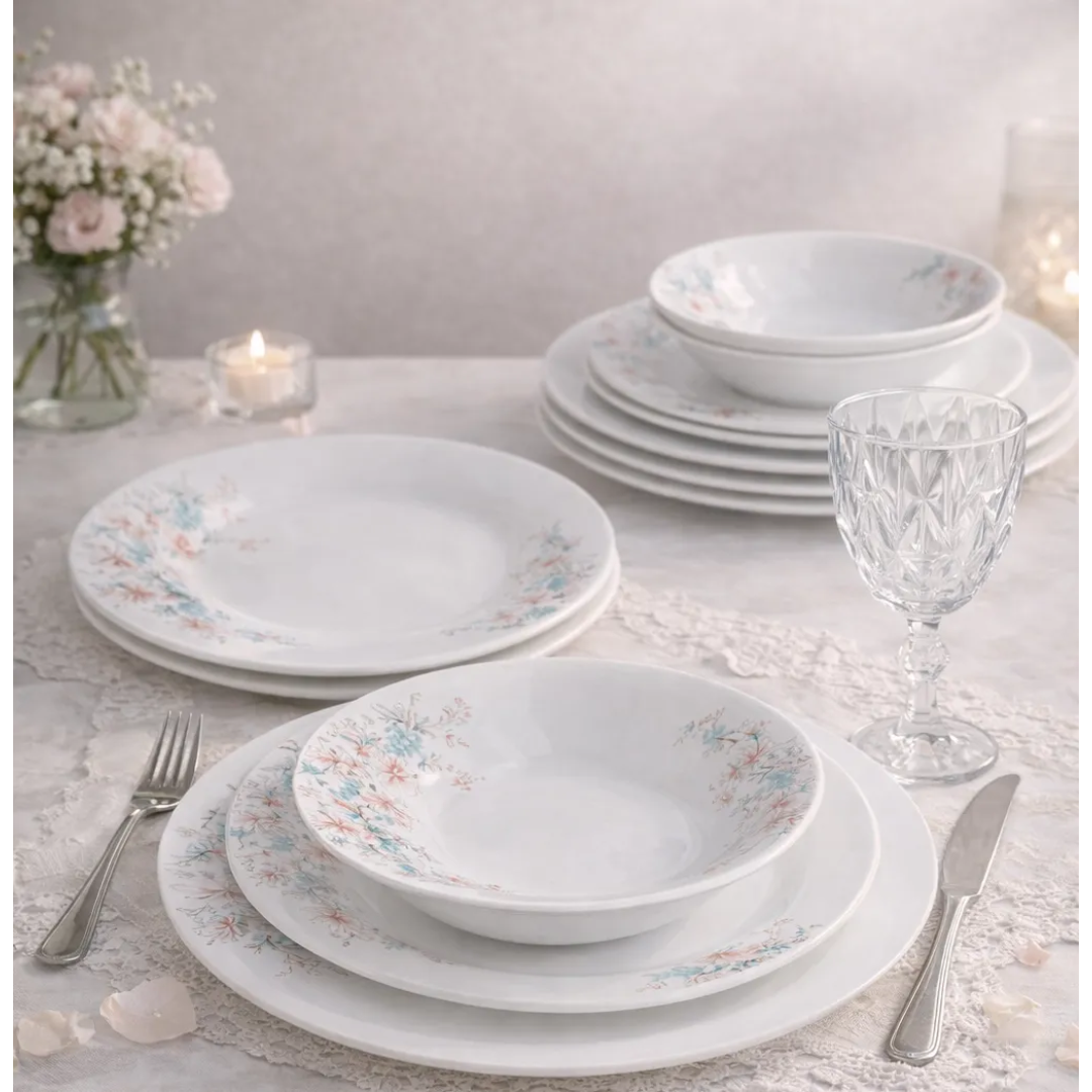 Aparelho Jantar Taça Diamond 16 Peças Estampado Luxo Pratos