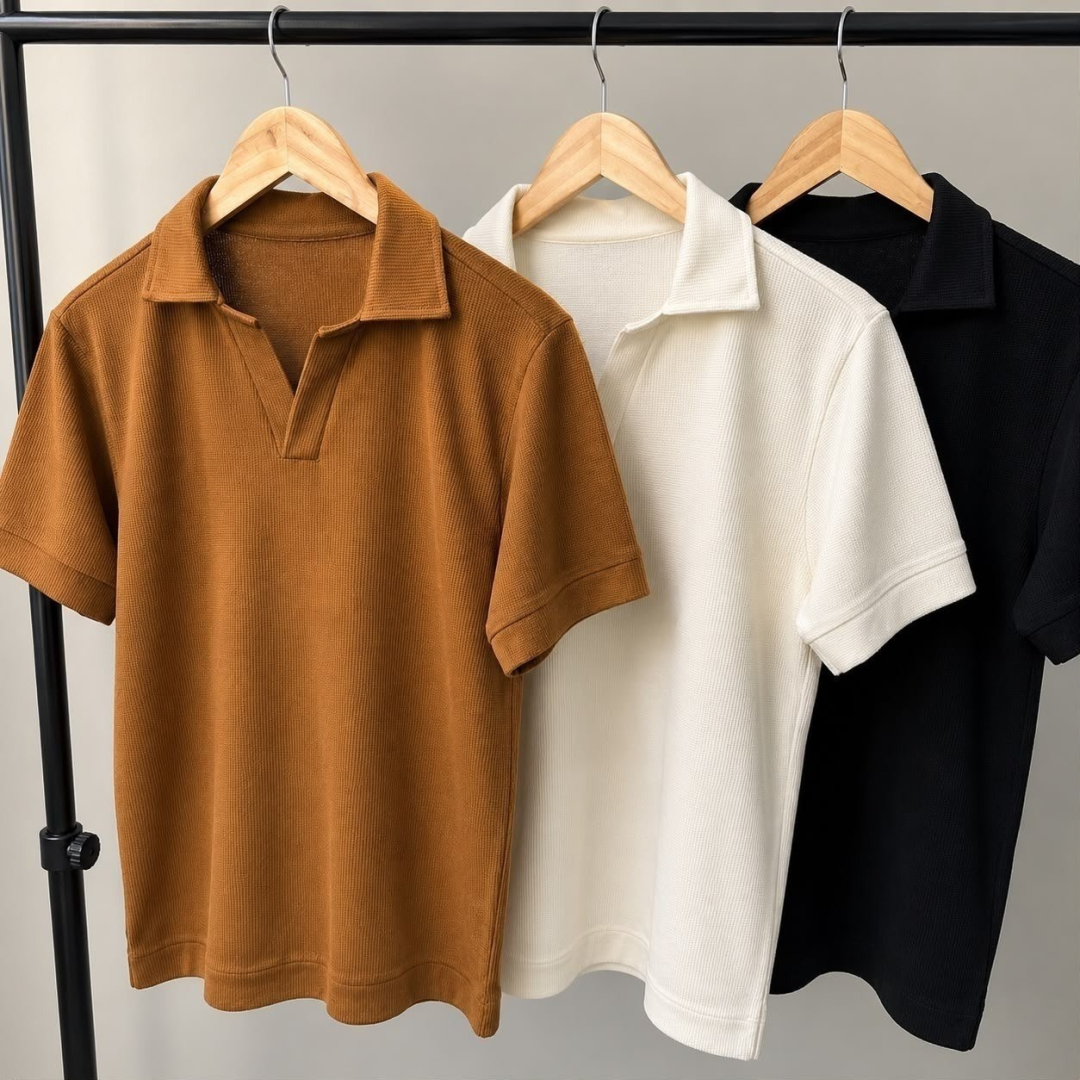 Camisa Polo Texturizada sem Botão