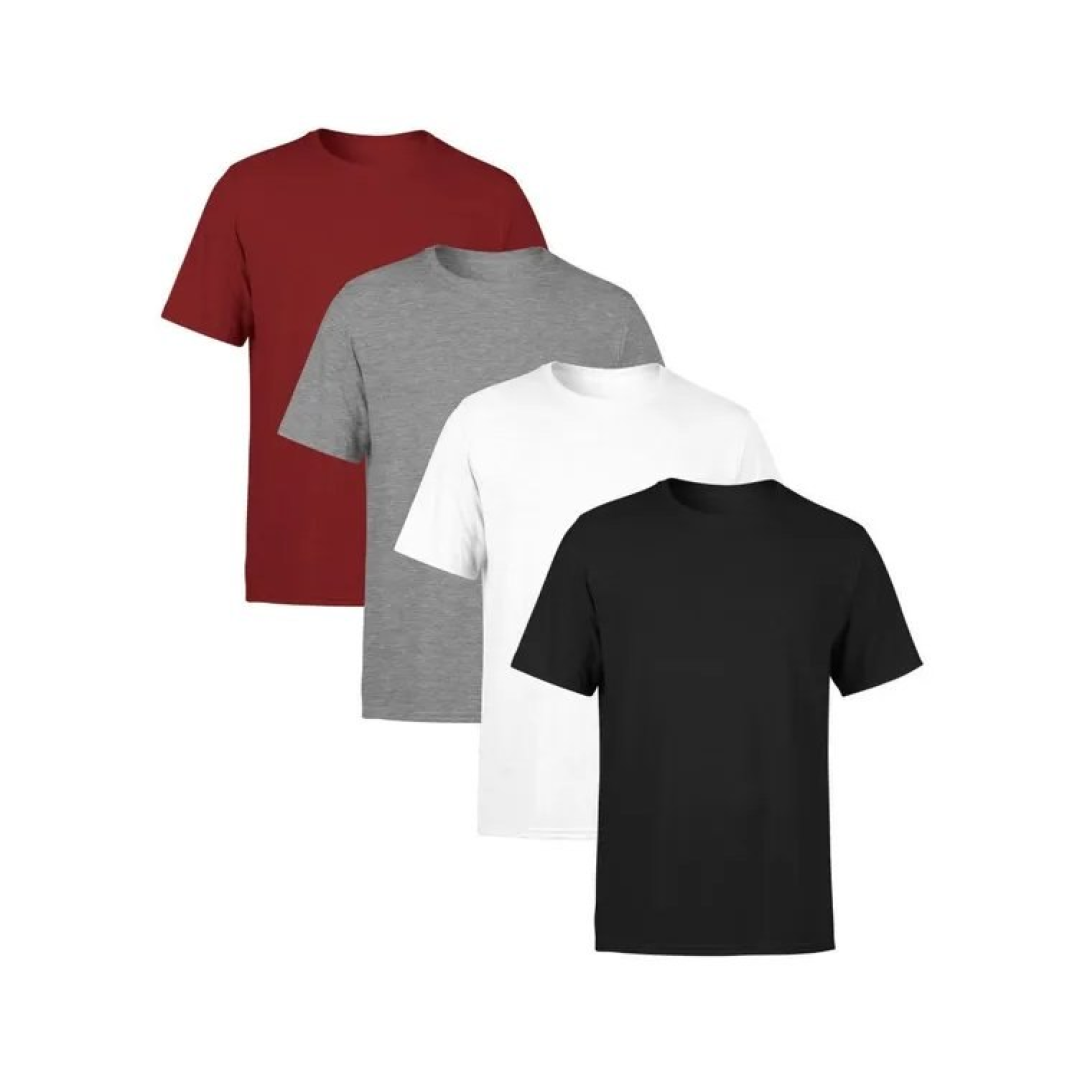 Kit 4 Camisetas Masculinas Lisa Premium 100% Algodão