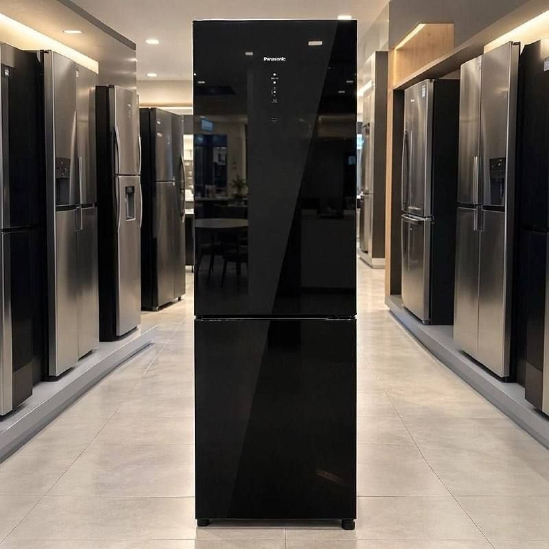 Refrigerador Panasonic 407l Black Glass Nr-bb41gv2b Preto