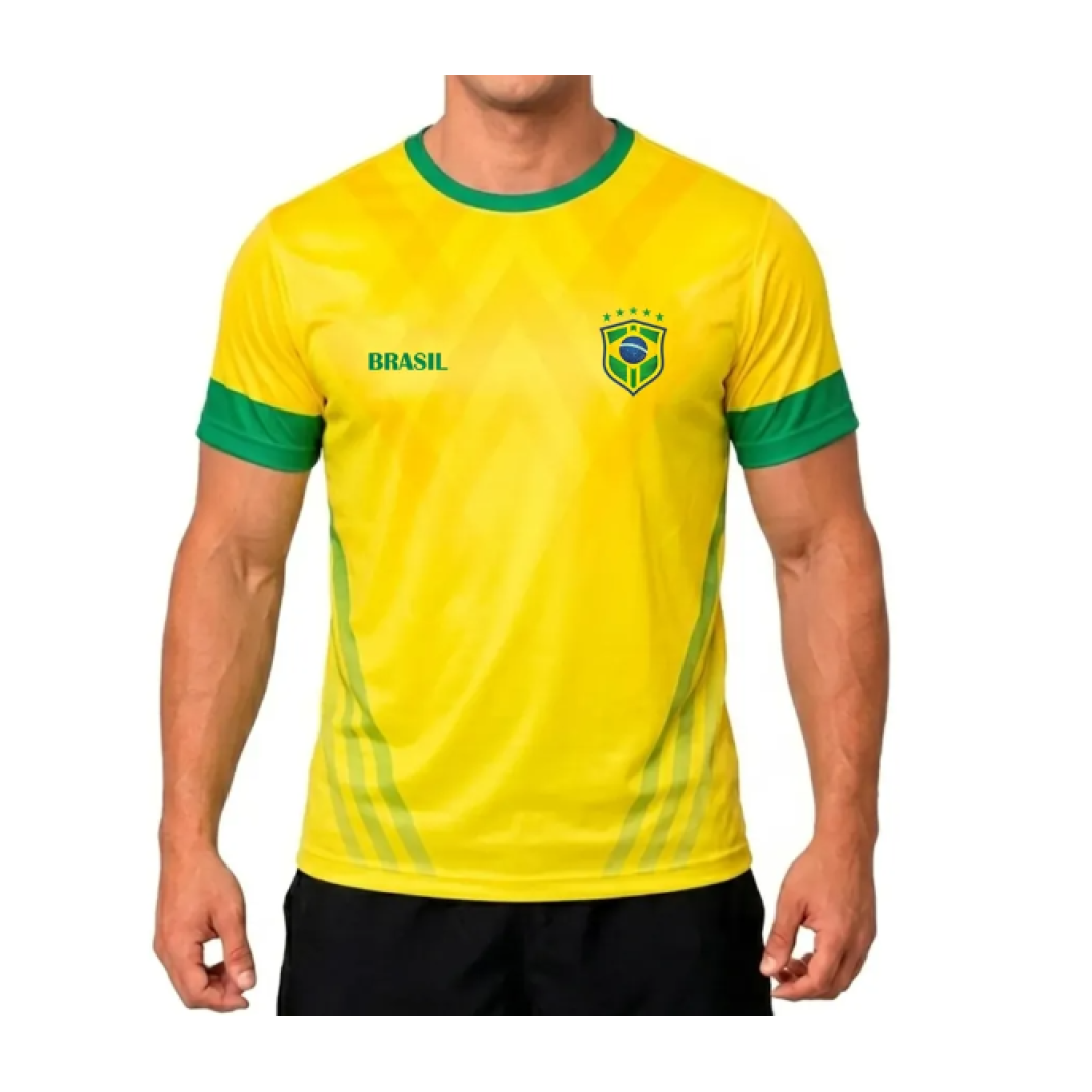 Camisa Dry Esportiva Fit Bolldor Brasil Torcedor Proteção Uv