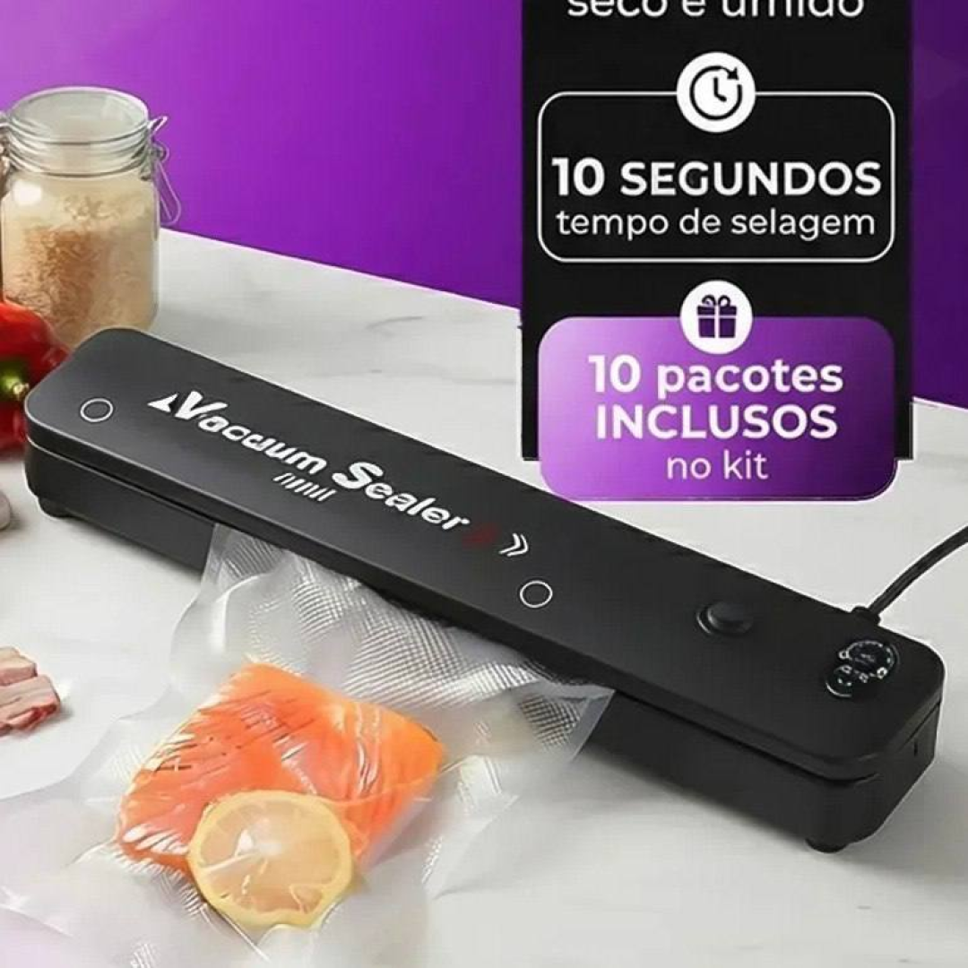 Seladora a Vácuo Para Alimentos Automática Máquina Embaladora Portátil Profissional Doméstica Elétrica Selar Embalar Conservar Alimentos Frescos 110v ...