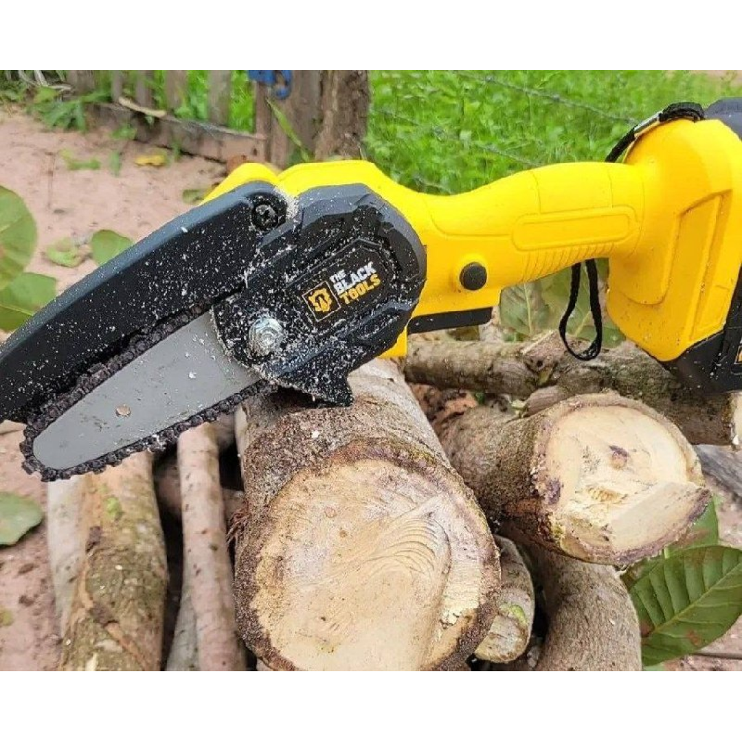 Motosserra Mini BTS-100 Bateria Recarregável 21v The Black Tools Cor Amarelo