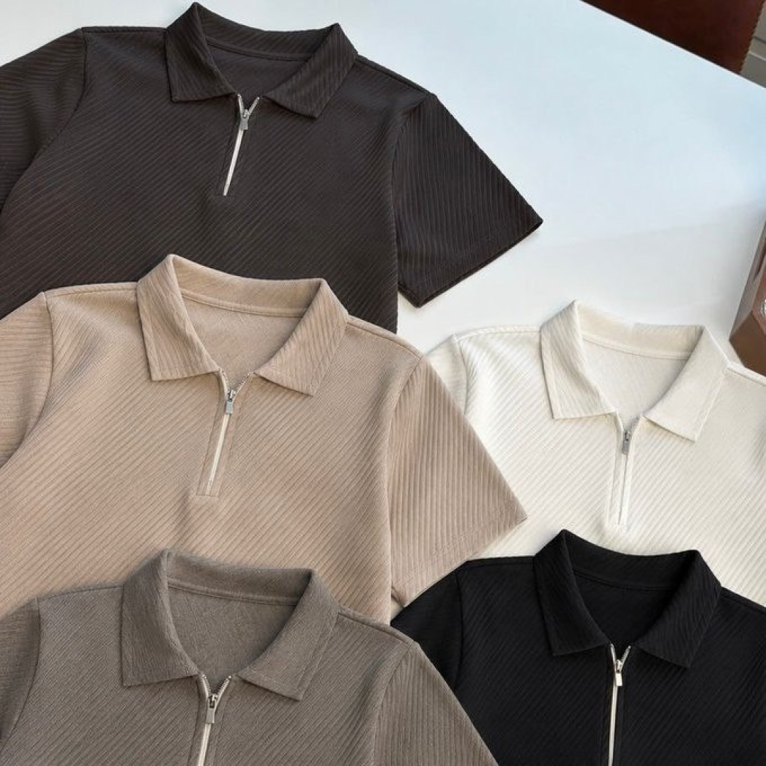 Kit com 2 Camisetas Polo Canelada com Zíper