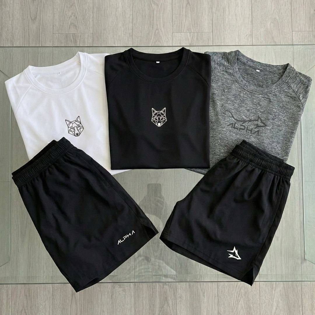 Kit 5 Peças Dry 3 Camisetas E 2 Bermudas Alpha