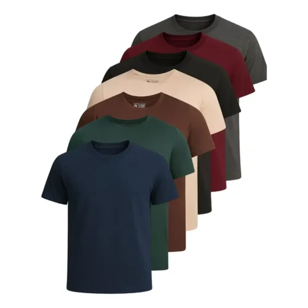 Kit com 7 Camisetas Básica Lisa Algodão