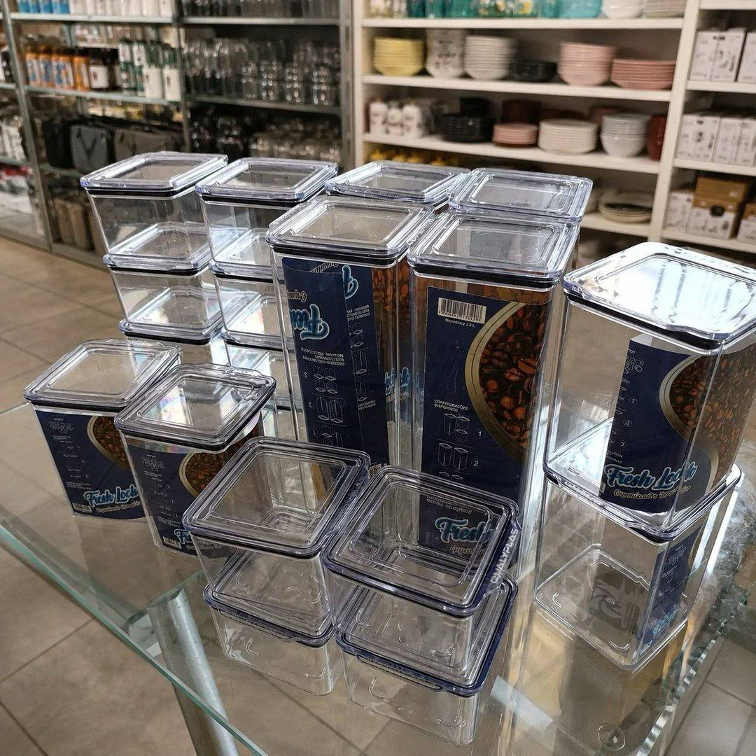 Kit 20 Potes Herméticos 2,3litros 1,1litro 480ml Organização Cristal