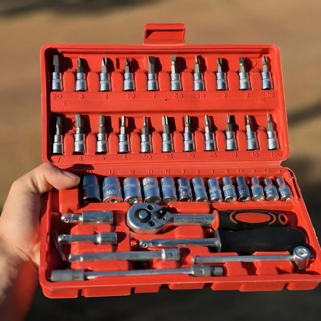 Kit com 46 Chave Catraca Jogo De Soquetes Allen Torx