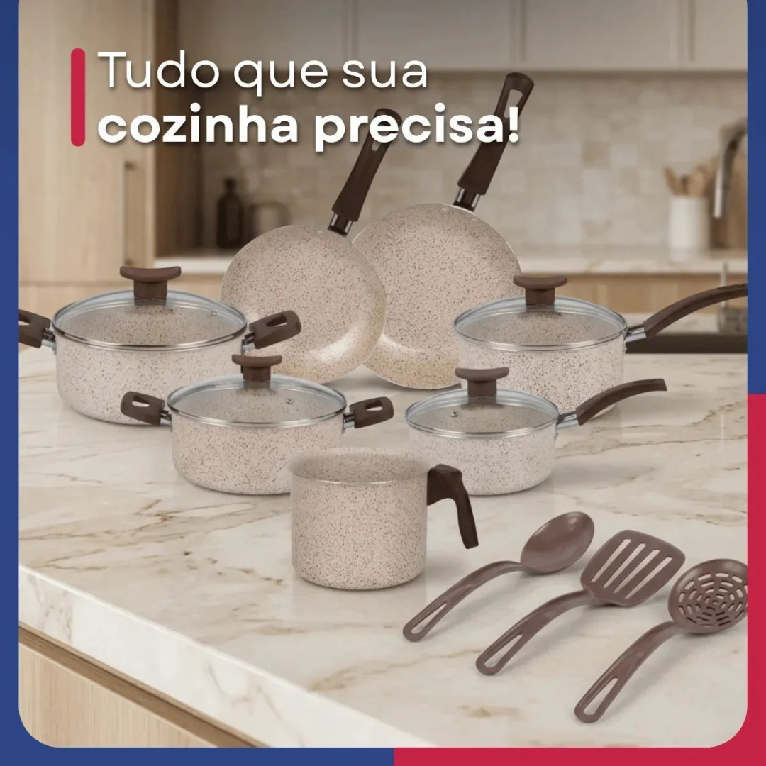 Jogo De Panelas Antiaderentes 10 Peças Baunilha Nacional