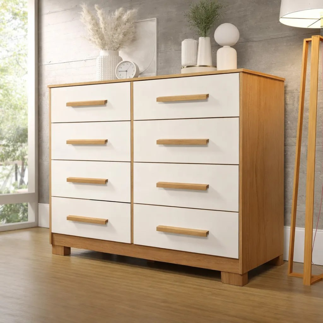 Cômoda Titan 8 Gavetas Moderna Mdf Para Quarto