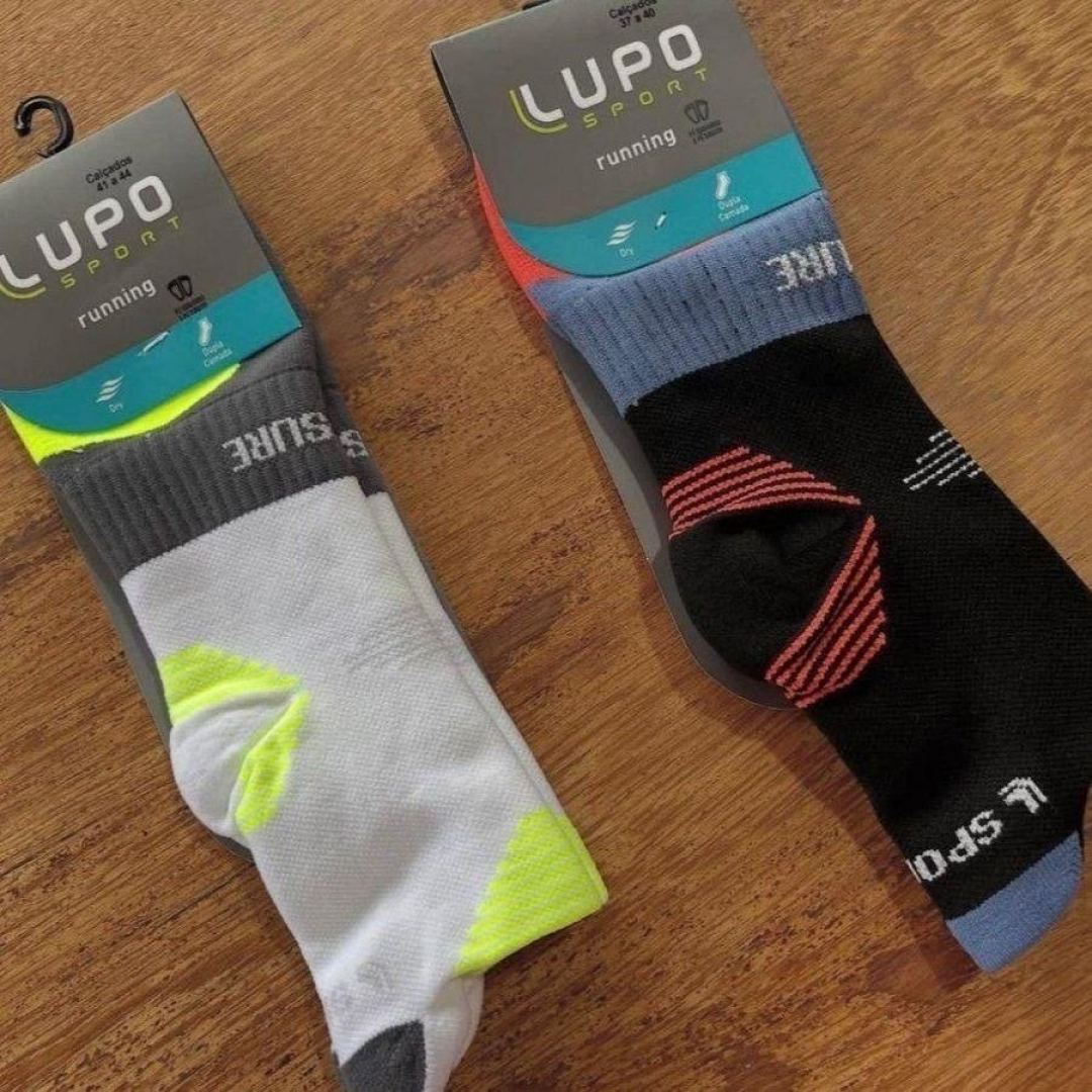 Kit com 2 Pares de Meias Lupo Dry Fit Cano Médio Anti Bolha Poliamida