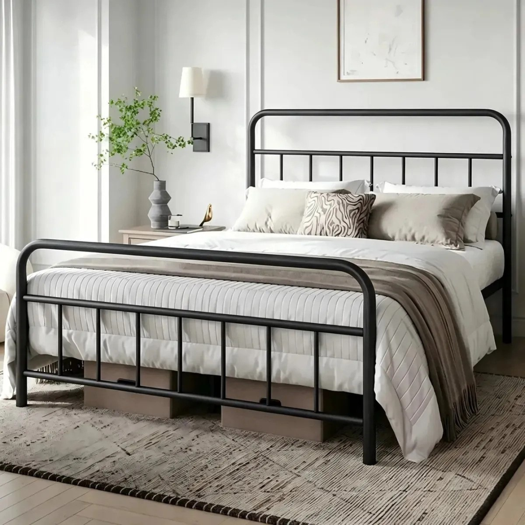 Cama Casal Queen de Metal Não Enferruja Com Cabeceira