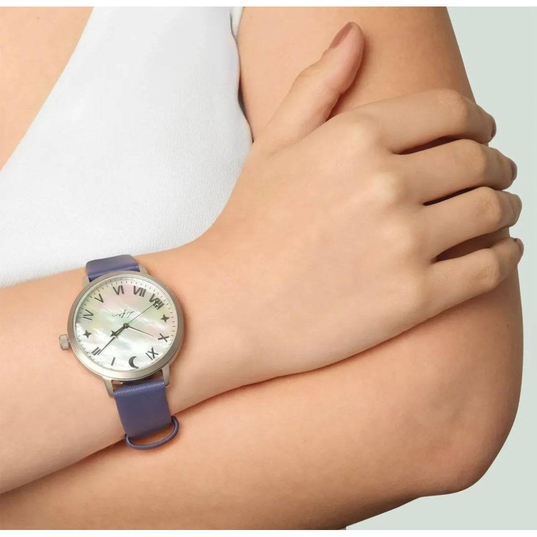 Relógio Life Lovely Feminino Couro Roxo Roxo Branco