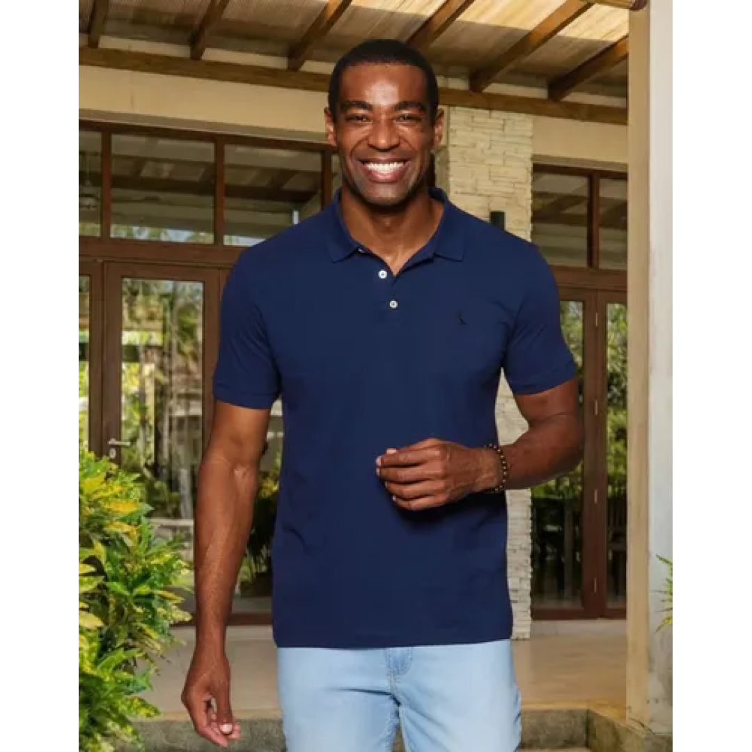 Camisa Polo Reserva Essence Básica Marinho Liso M