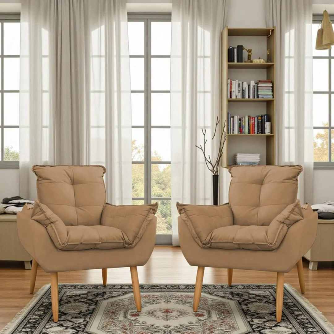 Kit 2 Poltronas Decorativa Opala Para Quarto Sala De Estar
