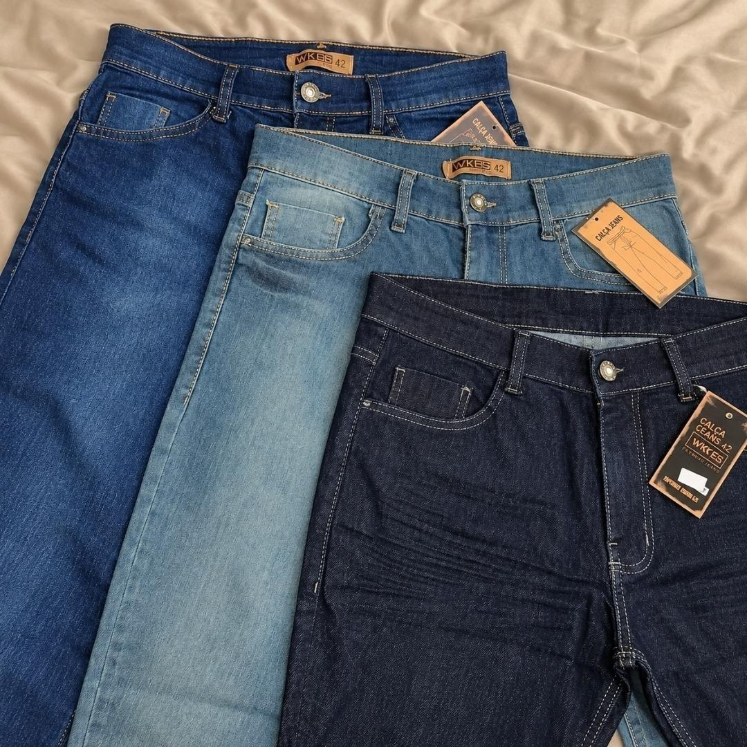 Kit com 3 Calças Jeans Slim Fit Lycra