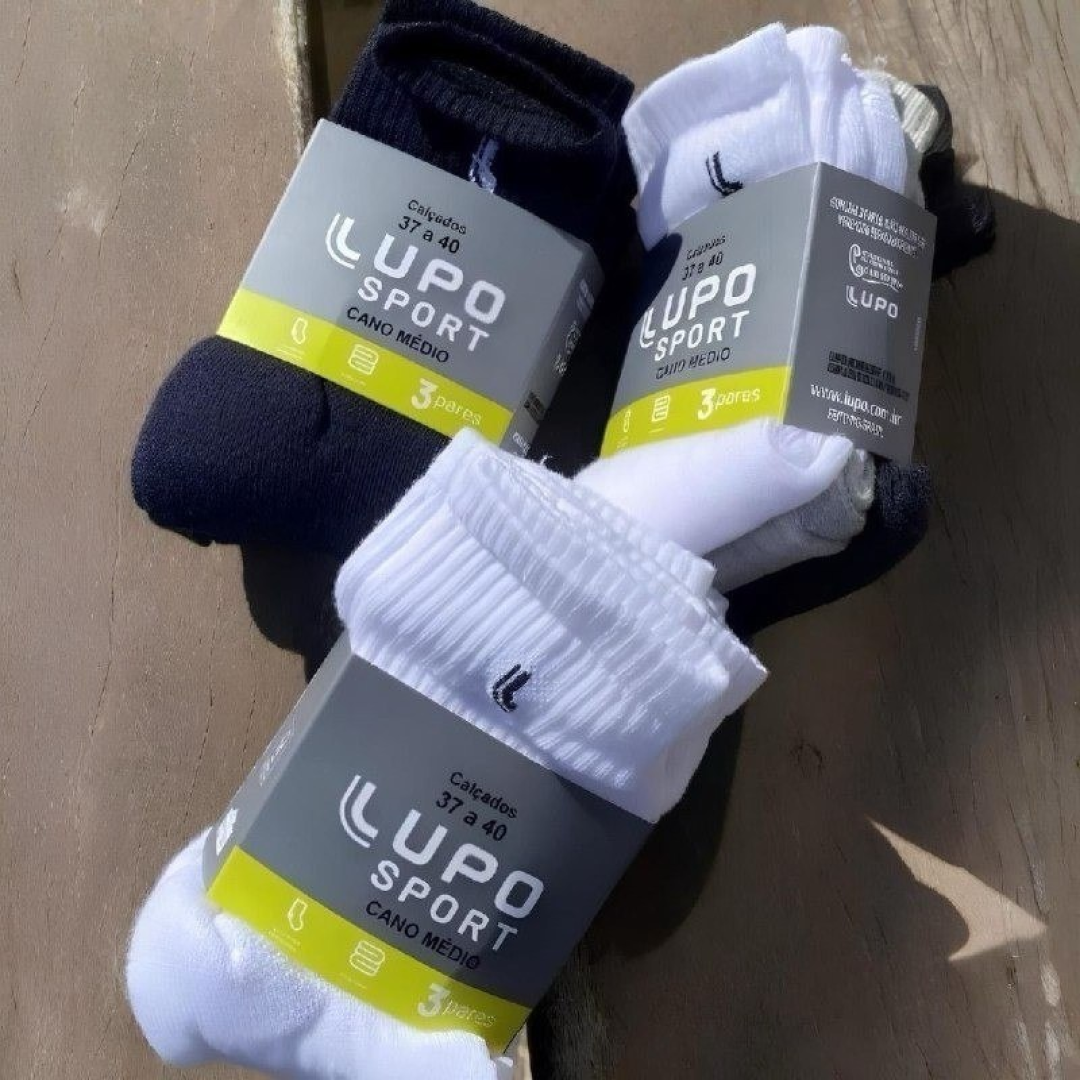 Kit com 10 Pares de Meias Lupo Cano Médio Alto