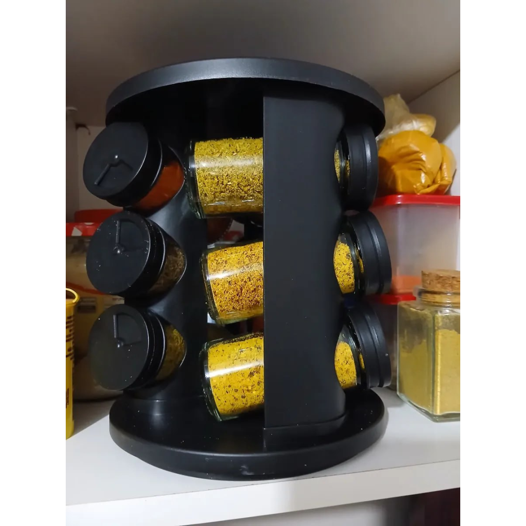 Porta Tempero Giratório 9 potes de vidro